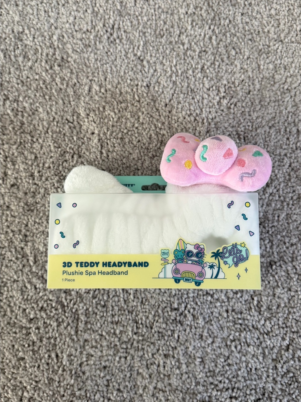Plush 3D Teddy Spa Headband - Pink and White